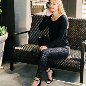 ZYIA Black Leggings with Gold Pattern